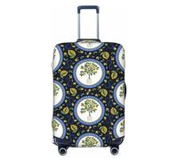 VOSERY Copertura per bagagli da viaggio, lavabile, motivo limoni, stile siciliano, blu navy, adatta per bagagli da 45 a 81 cm, nero, Large