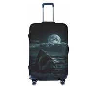 VOSERY Copertura per bagagli da viaggio - Moonlit Night Sky Shark copertura lavabile per valigie da 45-81 cm, nero, Large
