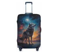 VOSERY Copertura per bagagli da viaggio - Moonlit Night Sky Wolf lavabile valigia cover protettiva adatta per bagagli da 45,7 a 81,7 cm, nero, Medium