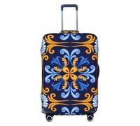 VOSERY Copertura per bagagli da viaggio, motivo blu siciliano, stile marocchino, lavabile, adatta per bagagli da 45,7 a 81,7 cm, nero, X-Large