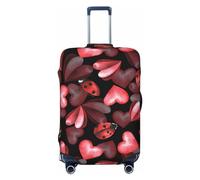 VOSERY Copertura per bagagli da viaggio, motivo: coccinelle e cuori rossi, lavabile, adatta per bagagli da 45 a 81 cm, nero, Medium