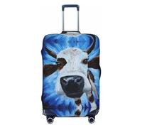 VOSERY Copertura per bagagli da viaggio, motivo: mucca bianca su pittura a olio blu, lavabile, adatta per bagagli da 45 a 81 cm, nero, X-Large