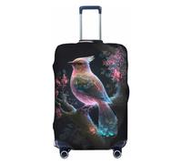 VOSERY Copertura per bagagli da viaggio, motivo uccellino rosa, lavabile, adatta per bagagli da 45,7 a 81,7 cm, nero, Large