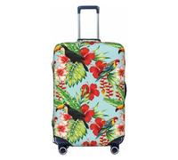 VOSERY Copertura per bagagli da viaggio - Simpatico tucano pappagallo fiori foglie copertura lavabile per valigie da 45,7 - 81,7 cm, Nero , XL