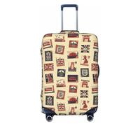 VOSERY Copertura per valigie da viaggio, lavabile, con stampa con francobollo inglese, adatta per bagagli da 45,7 a 81,7 cm, Nero , L