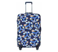 VOSERY Copertura per valigie da viaggio, lavabile, motivo floreale, con simbolo della pace blu, adatta per bagagli da 45,7 a 81,7 cm, nero, Small