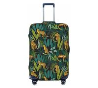VOSERY Copri bagagli da viaggio Giungla Leopardo Giallo Lavabile Adatto per bagagli da 45,7 - 81,3 cm, Nero , xl