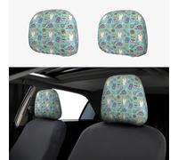 VOSERY Copri poggiatesta per auto, accessori per interni per donne e uomini, 2 pezzi, con simpatico cane Corgi, decorazione per auto, copertura per poggiatesta per auto, decorazioni per interni