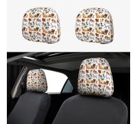 VOSERY Copri poggiatesta per auto, accessori per interni per donne e uomini, 2 pezzi, con stampa di un simpatico cane, copertura per poggiatesta per auto, decorazione per interni