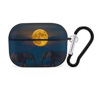 VOSERY Custodia compatibile con Airpods Pro di seconda generazione - Graziosi elefanti sotto la luna dorata, compatibile con Airpods Pro, custodia compatibile con custodia AirPods Pro 2