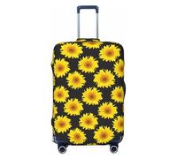 VOSERY Custodia per bagagli da viaggio - girasoli luminosi, colore nero, lavabile, per bagagli da 45,7 a 81,3 cm, Nero , L