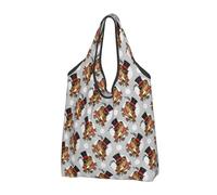 VOSERY Divertente cappello rana fiocco fresco riutilizzabile borse della spesa borse della spesa per la spesa pieghevole Tote Bag con manici, Nero, 2 PCS