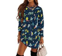 VOSERY Divertenti astronavi a maniche lunghe tuniche top da donna vestibilità ampia elegante, top moda autunno per le donne 2024, Nero, XL