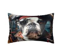 VOSERY Federa in raso per capelli e pelle, Bulldog pirata sul ponte federe in raso con cerniera Queen Size, 50 x 76 cm, simile alle federe in seta