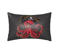 VOSERY Federa in raso per capelli e pelle, con illustrazione pirata di polpi, federe in raso con cerniera queen size, 50 x 76 cm, simile alle federe in seta