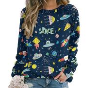 VOSERY Felpa divertente con astronavi da donna, girocollo autunno inverno abiti alla moda top da donna 2024, Stile 34., XX-Large