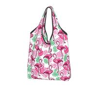 VOSERY Flamingo Aa borse per la spesa riutilizzabili per alimenti, borsa pieghevole con manici, Nero , taglia unica