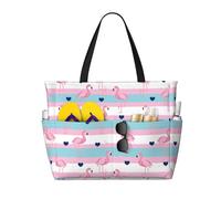 VOSERY Flamingo1 - Borsa da spiaggia da donna, impermeabile, a prova di sabbia, con cerniera