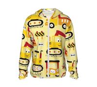 VOSERY Funny Construction Vehicles - Giacca con cappuccio e cerniera, leggera, a maniche lunghe, per donne e uomini, nero, L
