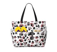 VOSERY Grande borsa da spiaggia impermeabile a prova di sabbia - bowling carino spiaggia tote bag per le donne con cerniera