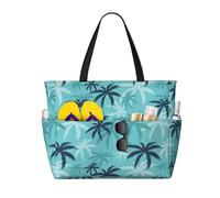 VOSERY Grande borsa da spiaggia impermeabile a prova di sabbia - Palm tree_AL carino borsa da spiaggia da donna con cerniera
