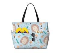 VOSERY Grande borsa da spiaggia impermeabile a prova di sabbia - simpatico riccio n. 20013 carino borsa da spiaggia da donna con cerniera