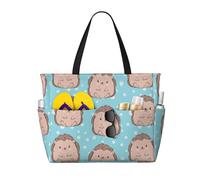 VOSERY Grande borsa da spiaggia impermeabile a prova di sabbia - simpatico riccio n. 20017 carino borsa da spiaggia da donna con cerniera