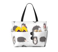 VOSERY Grande borsa da spiaggia impermeabile a prova di sabbia - simpatico riccio n. 20100 carino borsa da spiaggia da donna con cerniera