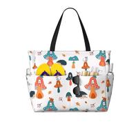 VOSERY Grande borsa da spiaggia impermeabile a prova di sabbia - simpatico riccio n. 20158 carino borsa da spiaggia da donna con cerniera