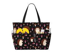 VOSERY Grande borsa da spiaggia impermeabile a prova di sabbia - simpatico riccio n. 20179 carino borsa da spiaggia da donna con cerniera