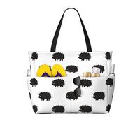 VOSERY Grande borsa da spiaggia impermeabile a prova di sabbia - simpatico riccio n. 20189 carino borsa da spiaggia da donna con cerniera