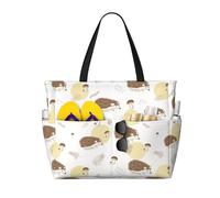 VOSERY Grande borsa da spiaggia impermeabile a prova di sabbia - simpatico riccio n. 20190 carino borsa da spiaggia da donna con cerniera