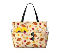 VOSERY Grande borsa da spiaggia impermeabile a prova di sabbia - Simpatico riccio No.20001 borsa da spiaggia da donna con cerniera