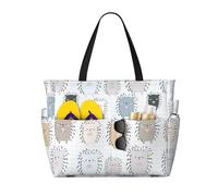 VOSERY Grande borsa da spiaggia impermeabile a prova di sabbia - Simpatico riccio No.20043 Borsa da spiaggia da donna con cerniera