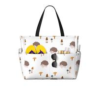 VOSERY Grande borsa da spiaggia impermeabile a prova di sabbia - Simpatico riccio No.20053 Borsa da spiaggia da donna con cerniera