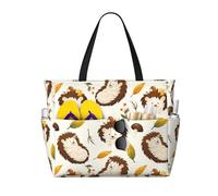 VOSERY Grande borsa da spiaggia impermeabile a prova di sabbia - Simpatico riccio No.20056 Borsa da spiaggia da donna con cerniera
