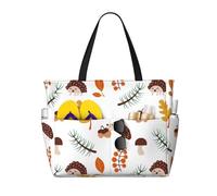 VOSERY Grande borsa da spiaggia impermeabile a prova di sabbia - Simpatico riccio No.20064 Borsa da spiaggia da donna con cerniera