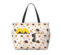 VOSERY Grande borsa da spiaggia impermeabile a prova di sabbia - Simpatico riccio No.20077 Borsa da spiaggia da donna con cerniera