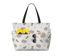 VOSERY Grande borsa da spiaggia impermeabile a prova di sabbia - Simpatico riccio No.20104 Borsa da spiaggia da donna con cerniera