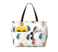 VOSERY Grande borsa da spiaggia impermeabile a prova di sabbia - Simpatico riccio No.20124 Borsa da spiaggia da donna con cerniera