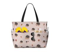 VOSERY Grande borsa da spiaggia impermeabile a prova di sabbia - Simpatico riccio No.20146 Borsa da spiaggia da donna con cerniera