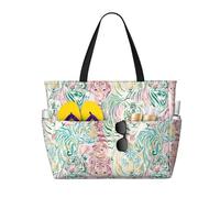 VOSERY Grande borsa da spiaggia impermeabile a prova di sabbia - tigre acquerello una graziosa borsa da spiaggia da donna con cerniera