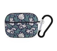 VOSERY Gray Fox Green Leaf - Custodia compatibile con AirPods Pro 2, custodia per PC compatibile con AirPods Pro 2, custodia per PC compatibile con AirPods Pro di seconda generazione con portachiavi