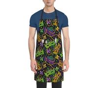 VOSERY Grembiuli da donna con 2 tasche, grembiule da uomo con superficie Mardi Gras per cucinare, impermeabile, regolabile, grembiule da cucina per cucina, grill, cottura al forno, giardinaggio