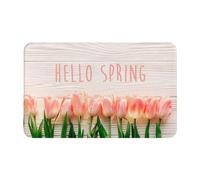 VOSERY Hello Spring - Tappeto da bagno 76 x 50 cm, morbido, assorbente, antiscivolo, lavabile in lavatrice, tappetino da bagno per doccia