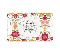 VOSERY Home Sweet Home - Tappeto da bagno con motivo floreale, 76 x 51 cm, morbido, assorbente, antiscivolo, lavabile in lavatrice, tappetino da bagno per doccia