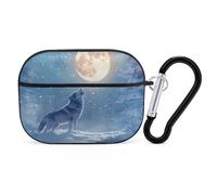 VOSERY Howling Wolf Full Moon - Custodia compatibile con Airpods Pro 2, custodia compatibile con AirPods Pro 2, custodia per PC compatibile con Airpods Pro 2a generazione, custodia con portachiavi