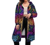 VOSERY Indian Mandala Dragonfly - Felpa con cappuccio da donna, a maniche lunghe, con cerniera, alla moda, Stile 3., X-Large