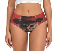 VOSERY Intimo da donna - Retro Horror Ritratto di gatto No Show Seamless Donna Biancheria intima Slip Slip Donna Mutandine Bikini, nero, XXX-Large