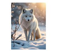 VOSERY Kit per diamond painting 5D fai da te con scena invernale con volpe innevata, per adulti, decorazione da parete per la casa, senza cornice, kit per adulti principianti